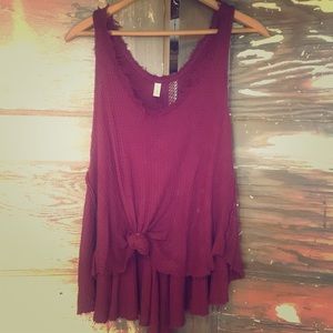 Free people maroon waffle tank